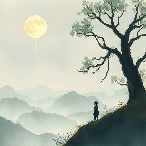 Image from 'Gris' showing the protagonist traversing a watercolor landscape, emphasizing the game's art style.